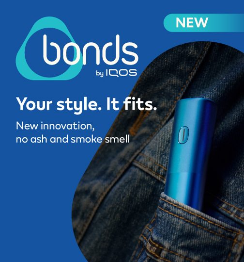 Blue BONDS by IQOS heated tobacco device in a pocket