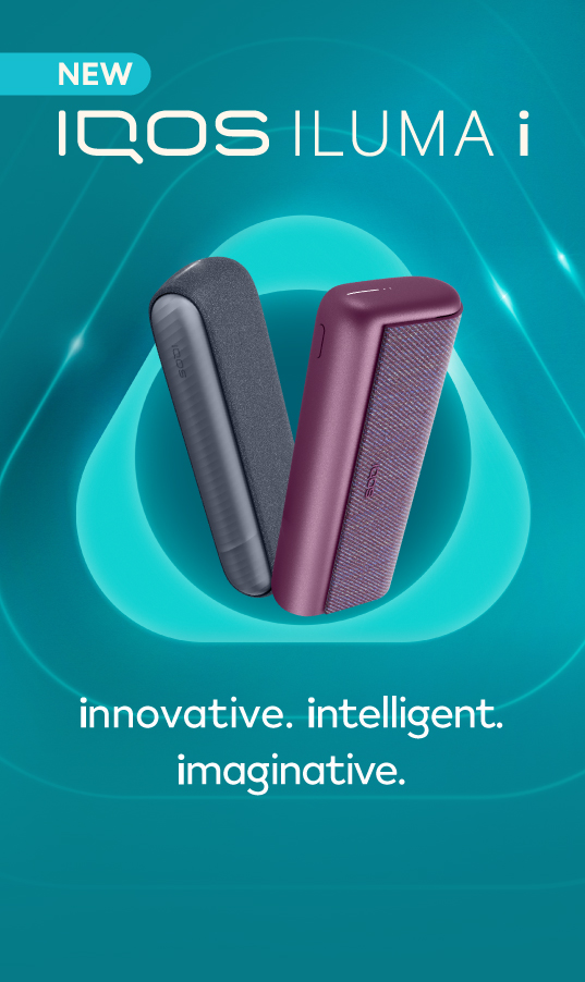 Header showing new IQOS ILUMA i and IQOS ILUMA i Prime devices with the tagline “innovative, intelligent, and imaginative.”