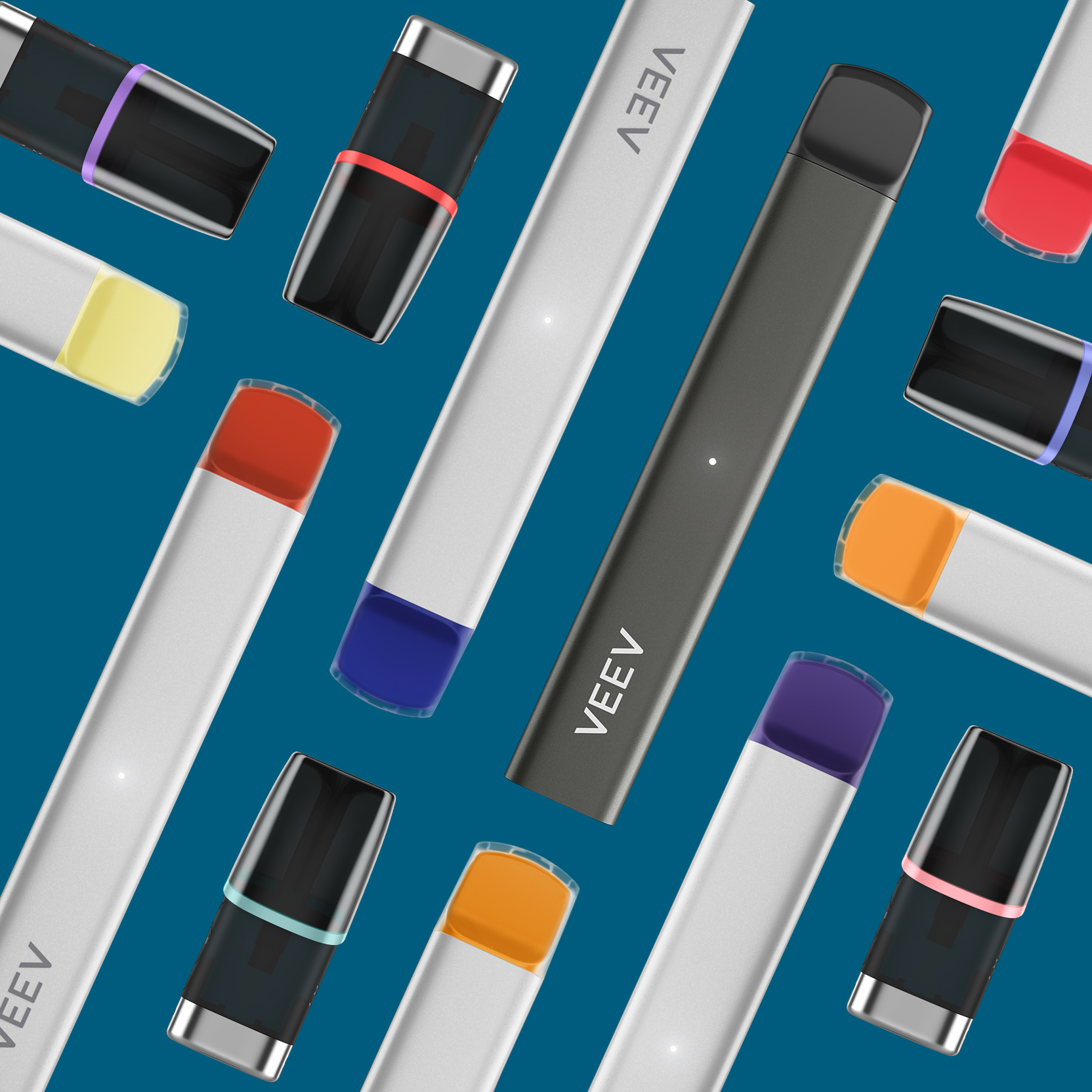 A collection of VEEV NOW disposable e-cigarettes